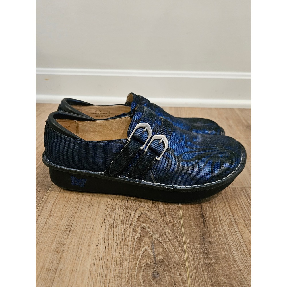 Alegria Alli Clogs Womens 40 US 9.5-10 Twist Blue Floral Leather Double Strap
